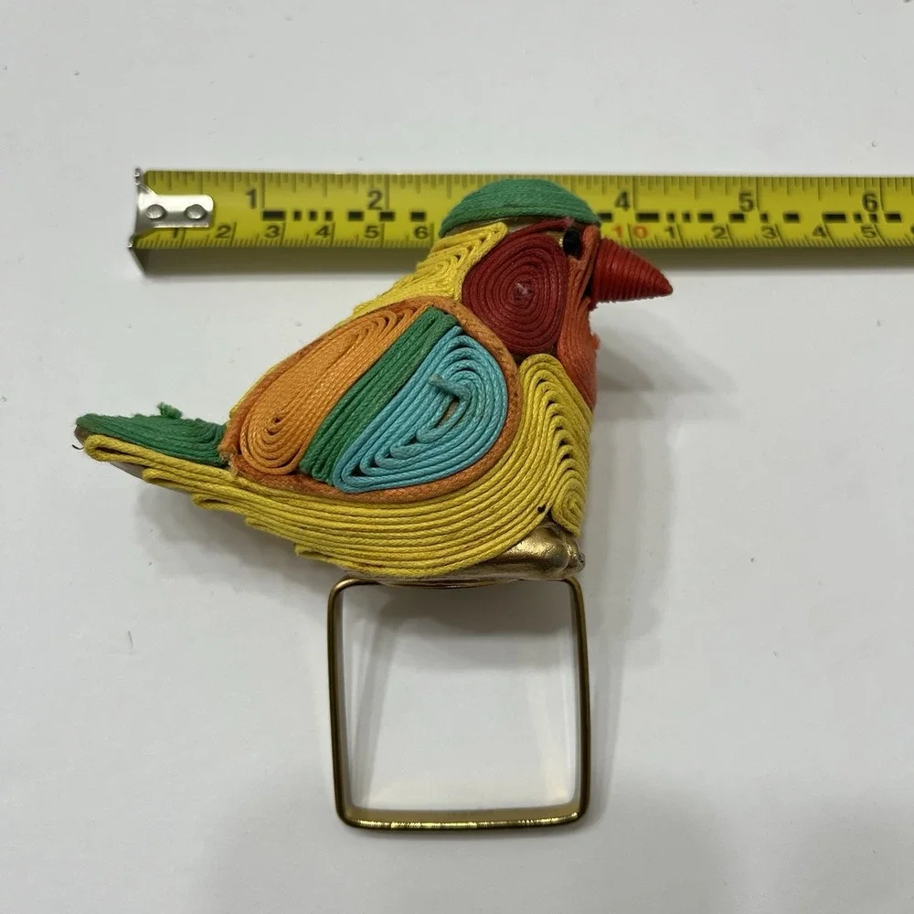 Vintage Pier 1 Imports Quilled Paper Sparrow Bird Napkin Holders Gold Tone Metal